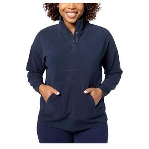 Anybody Lounge Polar Fleece Pop Over Henley Top Navy - Regular
